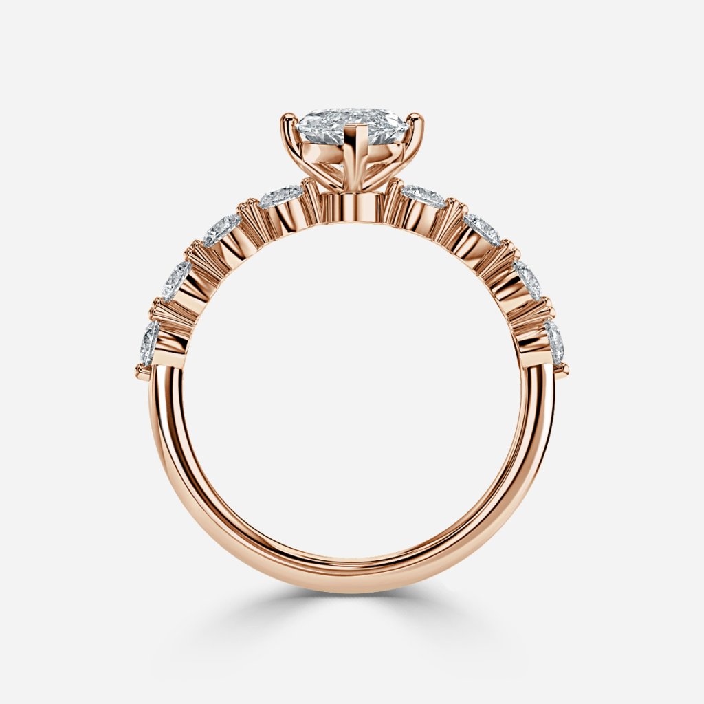 Tivian Marquise Unique Diamond Engagement Ring 14K / 18K Solid Gold