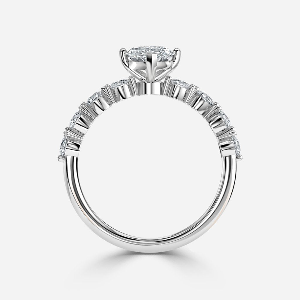 Tivian Marquise Unique Diamond Engagement Ring 14K / 18K Solid Gold