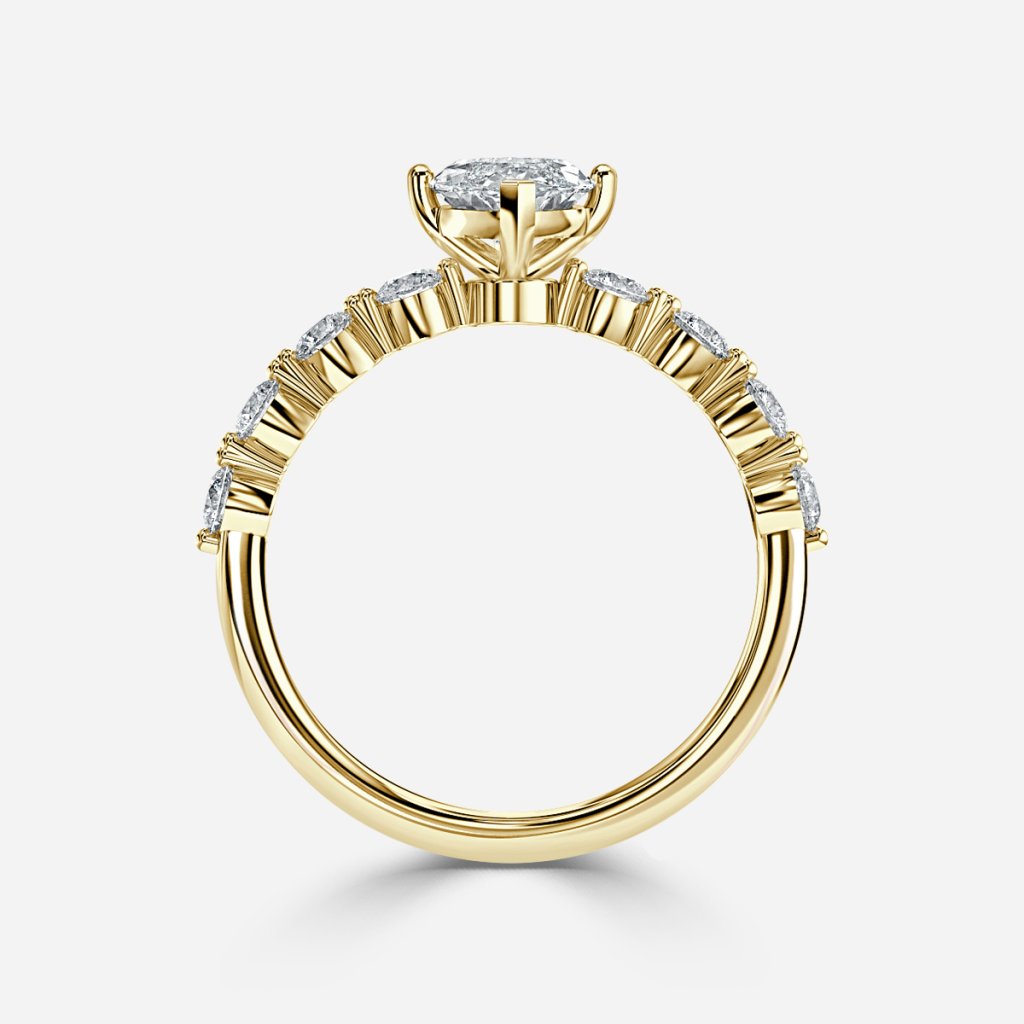 Tivian Marquise Unique Diamond Engagement Ring 14K / 18K Solid Gold