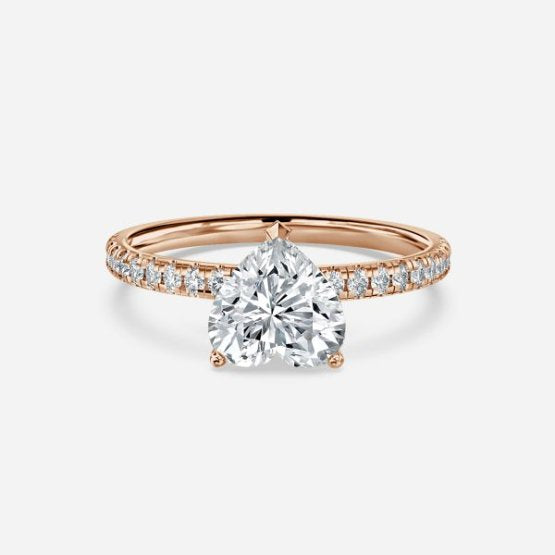 Ulip Heart Diamond Band Engagement Ring 14K / 18K Solid Gold