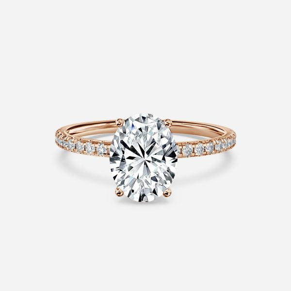 Ulip Oval Diamond Band Engagement Ring 14K / 18K Solid Gold