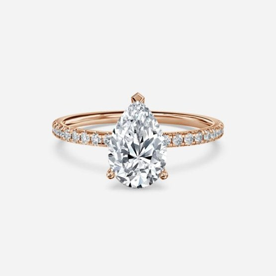 Ulip Pear Diamond Band Engagement Ring 14K / 18K Solid Gold
