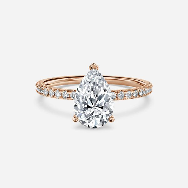 Lux Pear Diamond Band Engagement Ring 14K / 18K Solid Gold