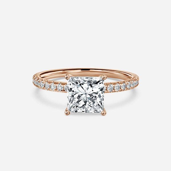 Ulip Princess Diamond Band Engagement Ring 14K / 18K Solid Gold