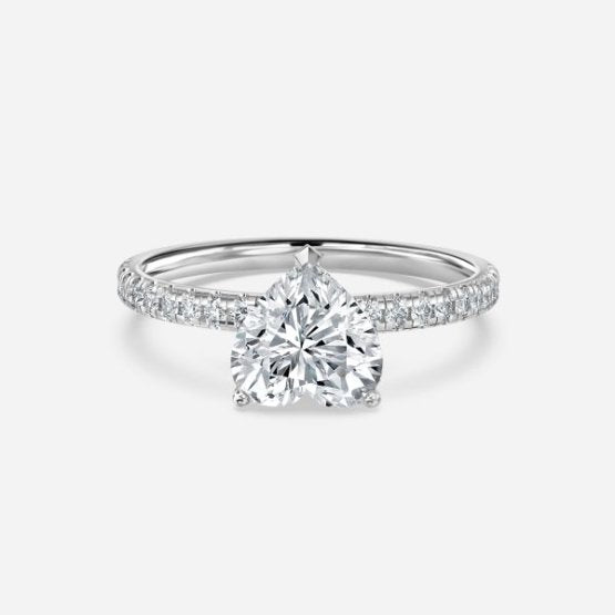 Ulip Heart Diamond Band Engagement Ring 14K / 18K Solid Gold