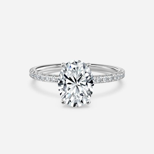 Ulip Oval Diamond Band Engagement Ring 14K / 18K Solid Gold