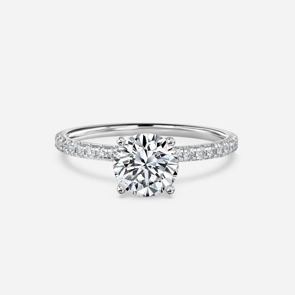 Ulip Round Diamond Band Engagement Ring 14K / 18K Solid Gold