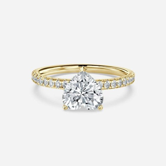 Ulip Heart Diamond Band Engagement Ring 14K / 18K Solid Gold
