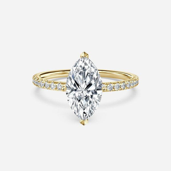 Ulip Marquise Diamond Band Engagement Ring 14K / 18K Solid Gold