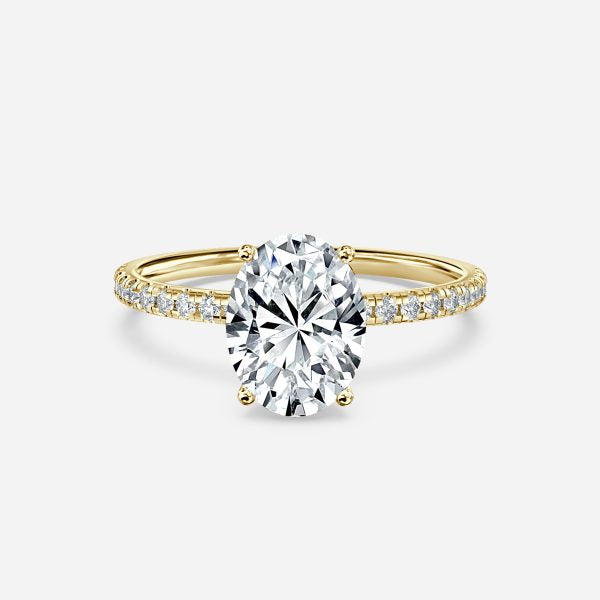 Ulip Oval Diamond Band Engagement Ring 14K / 18K Solid Gold