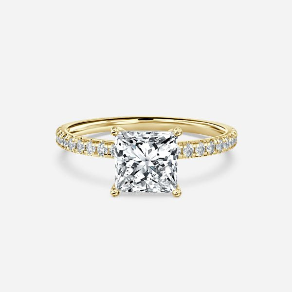 Ulip Princess Diamond Band Engagement Ring 14K / 18K Solid Gold