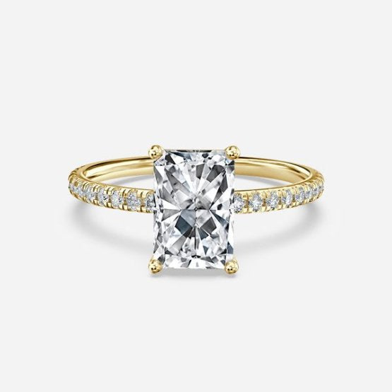 Lux Radiant Diamond Band Engagement Ring 14K / 18K Solid Gold