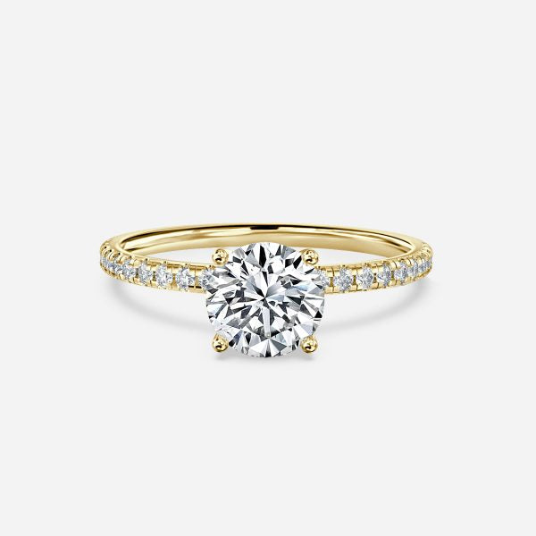 Ulip Round Diamond Band Engagement Ring 14K / 18K Solid Gold