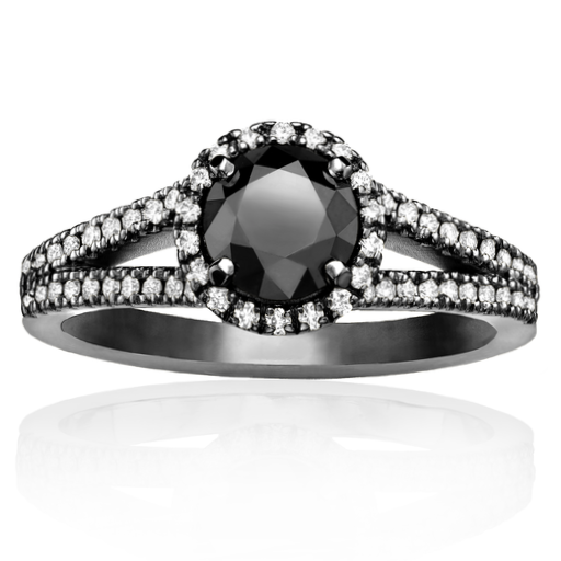 The Lana Black and White Diamond Ring In 14k Black Gold - Blackdiamond
