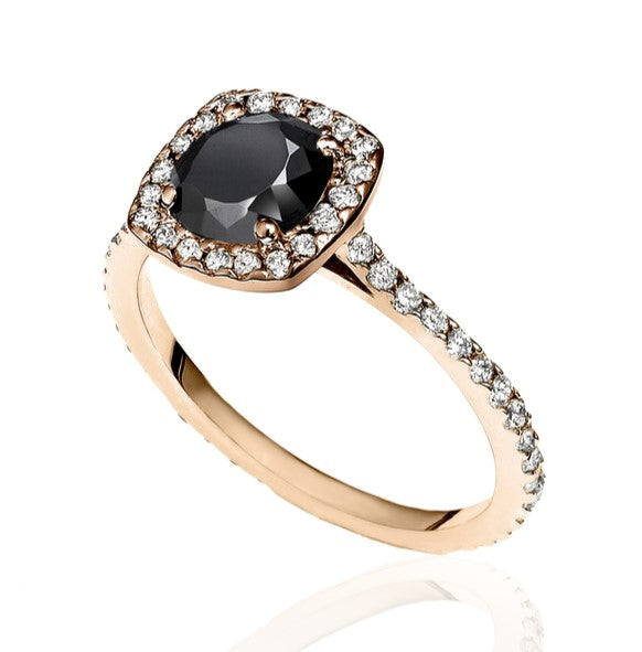 Halo Most Eternity Black and White Diamond Ring - Blackdiamond