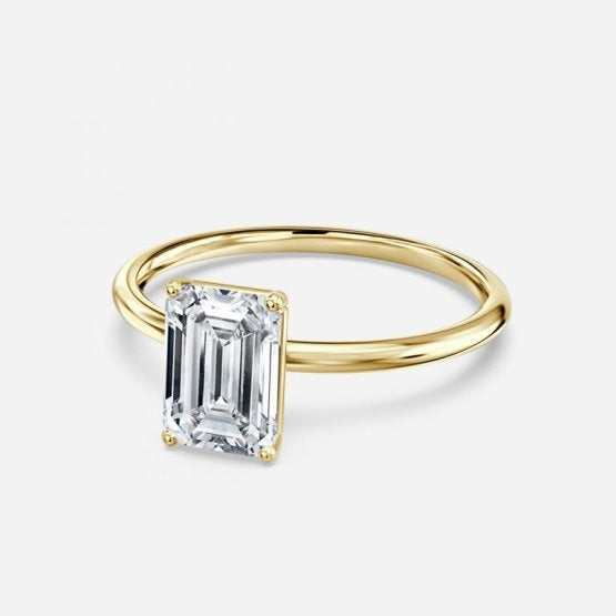Bdaya Emerald Solitaire Engagement Ring 14K / 18K Solid Gold