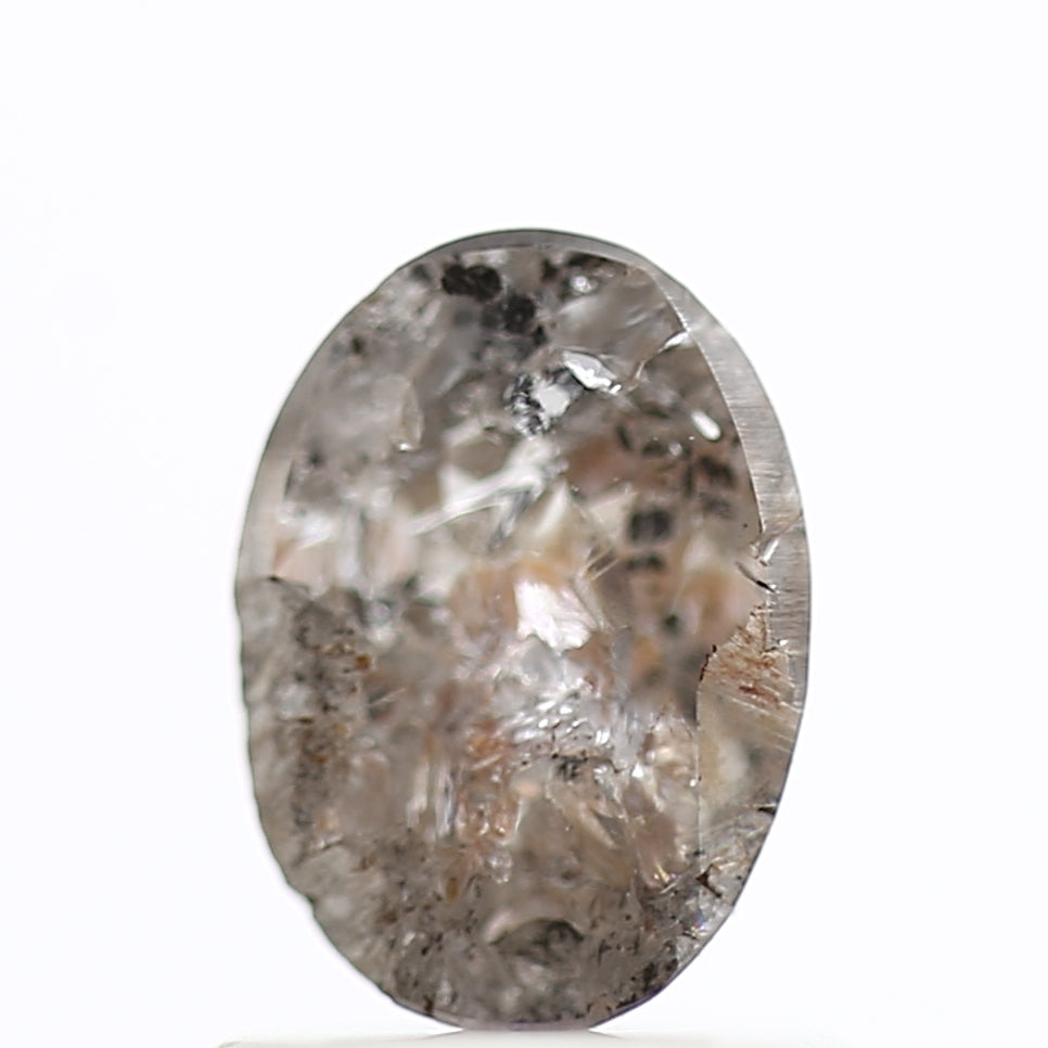 1 Ct Salt and Pepper Diamond Oval Natural Rose Cut 7.13 MM