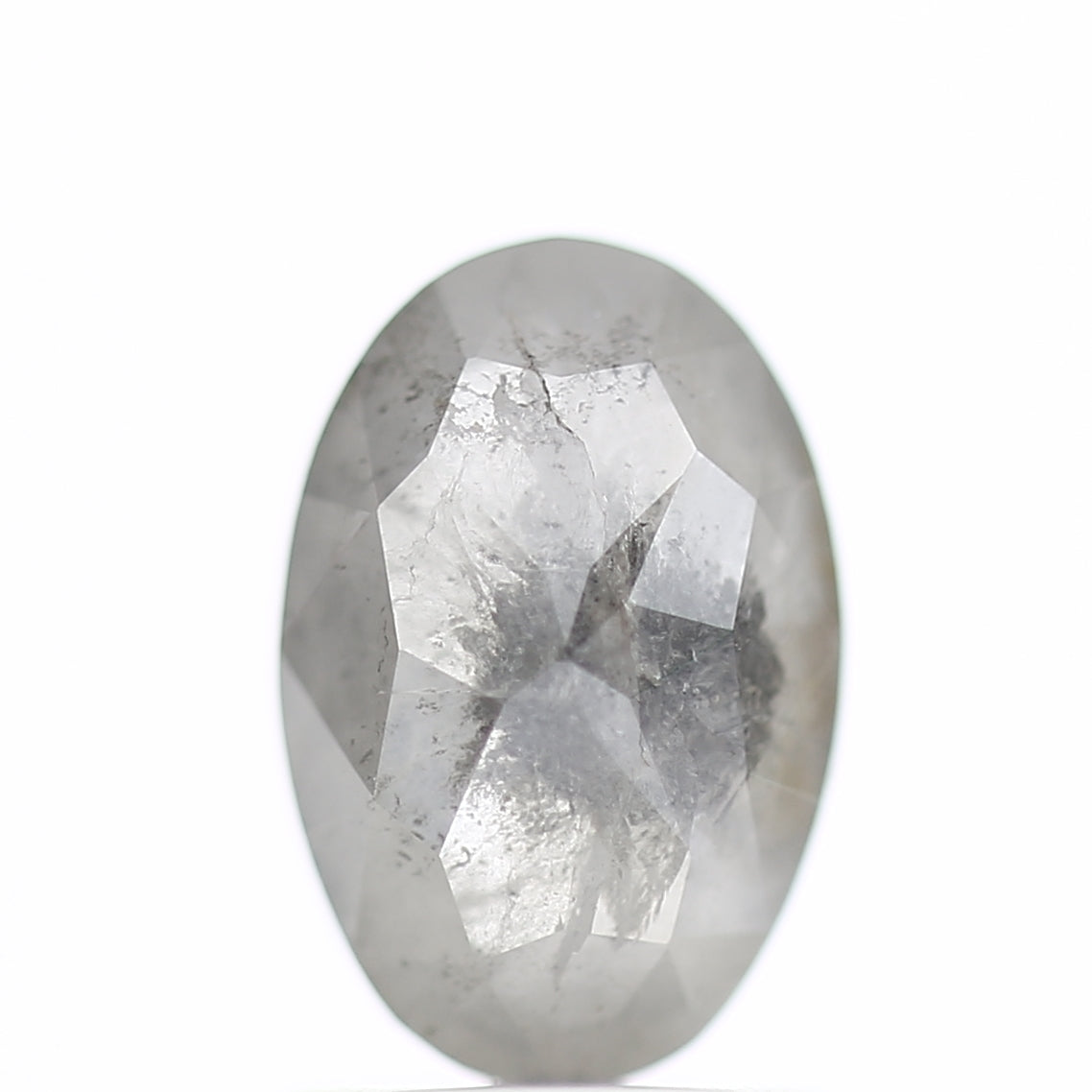 1.60 Carat Rose cut Fancy Gray Oval Salt and Pepper Diamond 8.52 MM