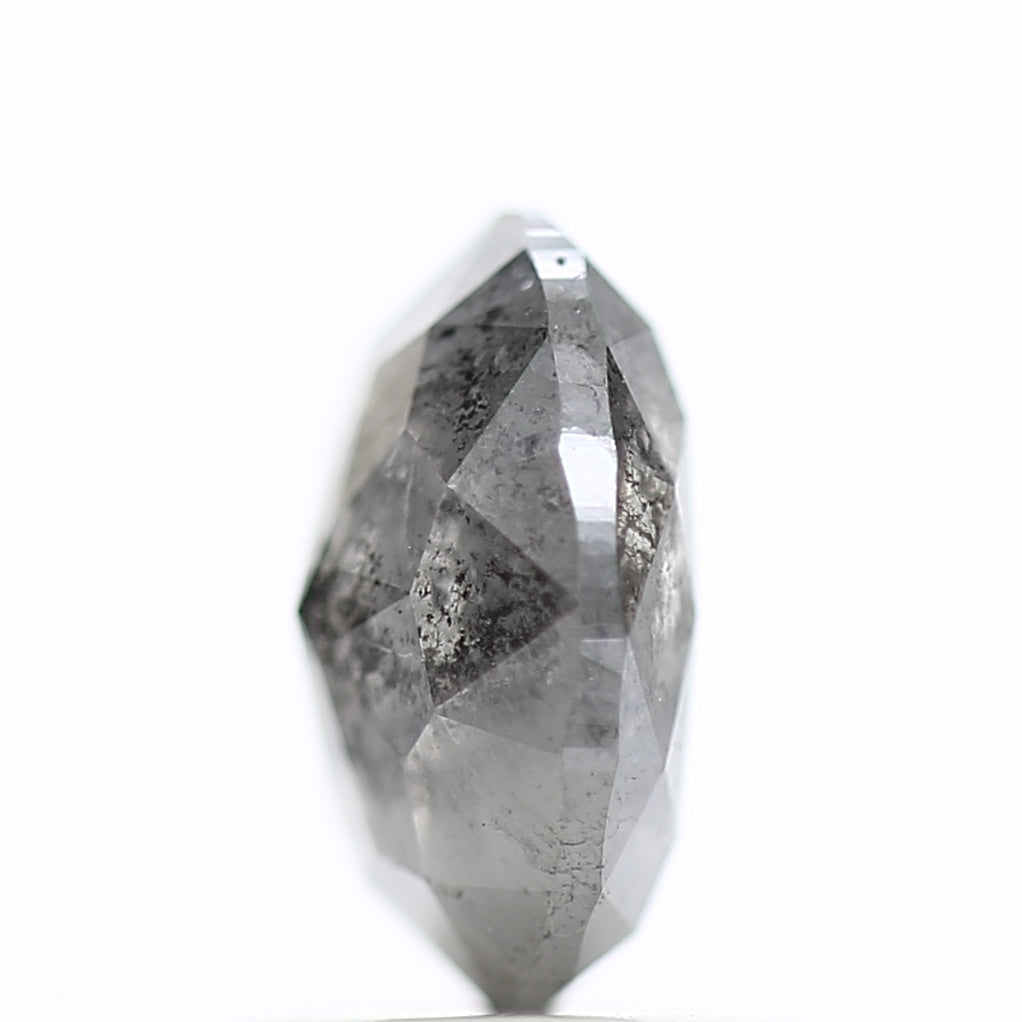 1.31 Carat Natural Salt Pepper Diamond Gray Rose Cut Brilliant Oval 7.72 MM