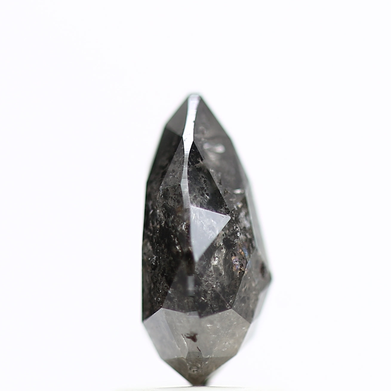 2.02 Carat Salt & Pepper Pear Diamond Double Cut Diamond 9.38 MM