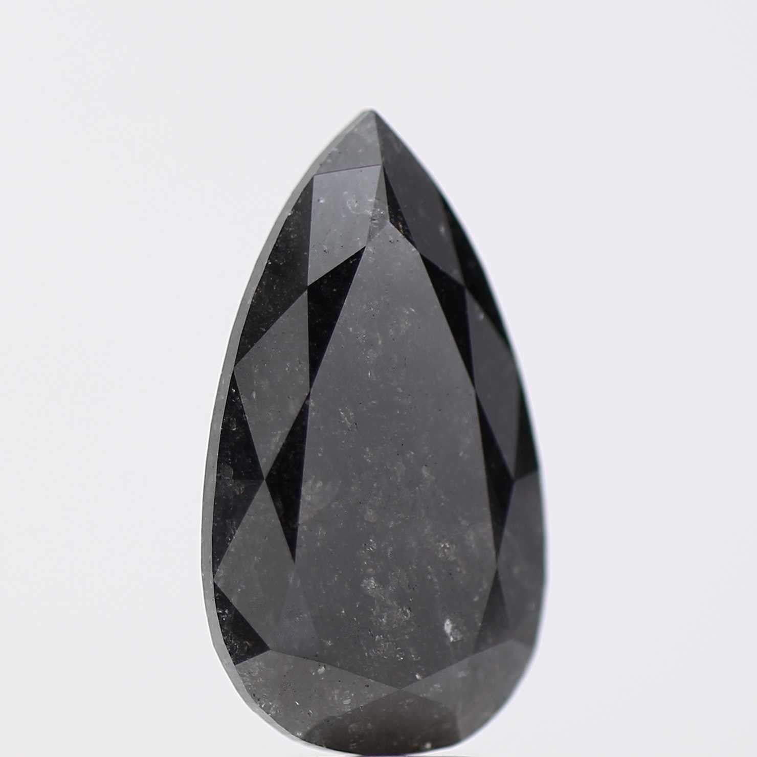 6.58 Carat Natural Elongated Pear Shape Black Diamond For Ring