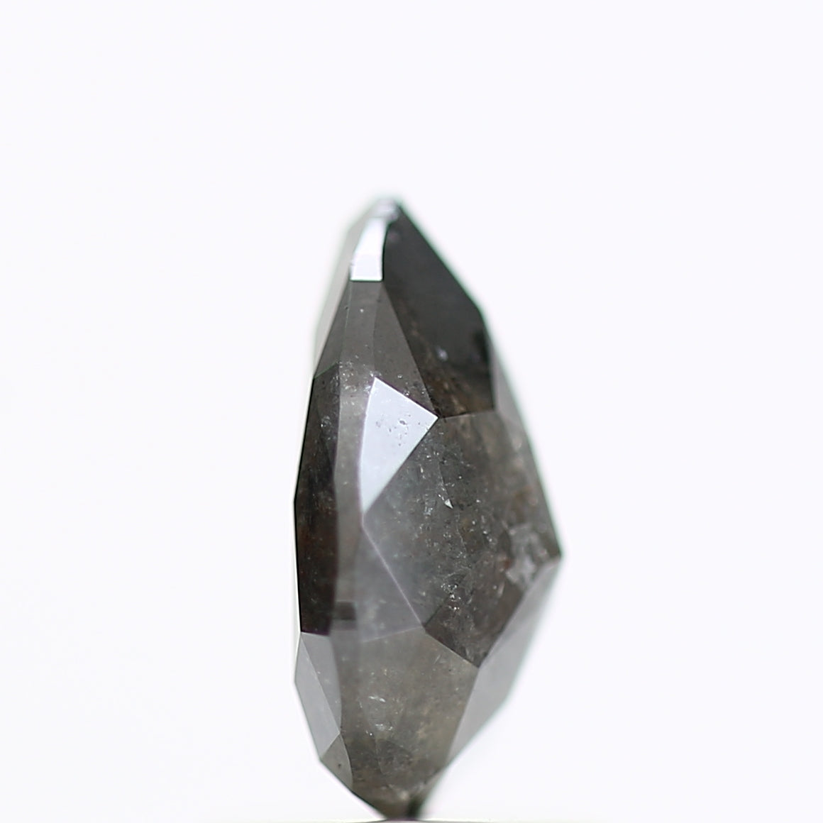 1.38 Carat Brilliant Pear Rose Cut Salt and Pepper Diamond 8.42 MM