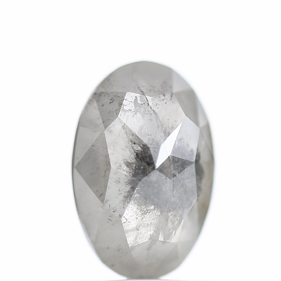 1.60 Carat Rose cut Fancy Gray Oval Salt and Pepper Diamond 8.52 MM