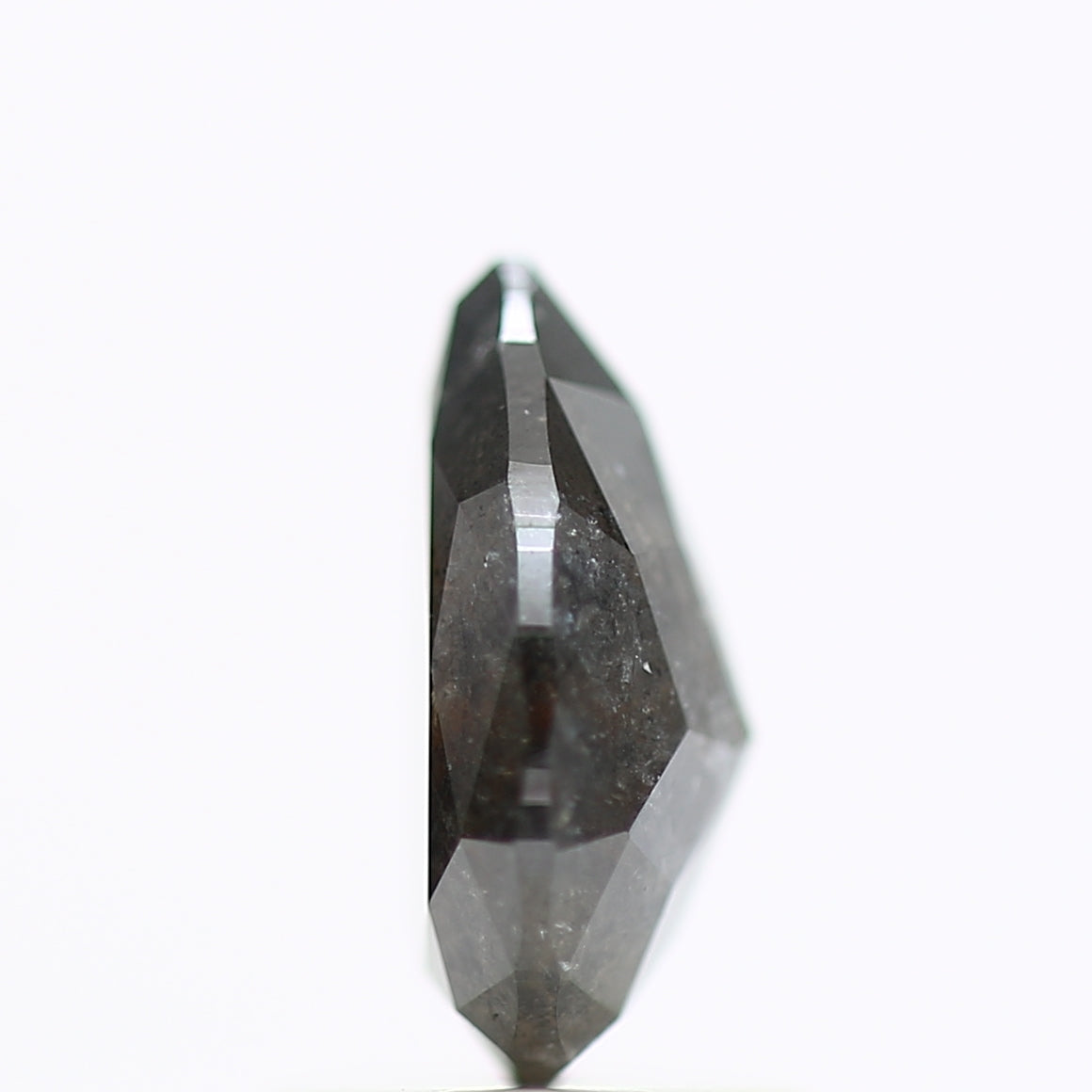 1.38 Carat Brilliant Pear Rose Cut Salt and Pepper Diamond 8.42 MM