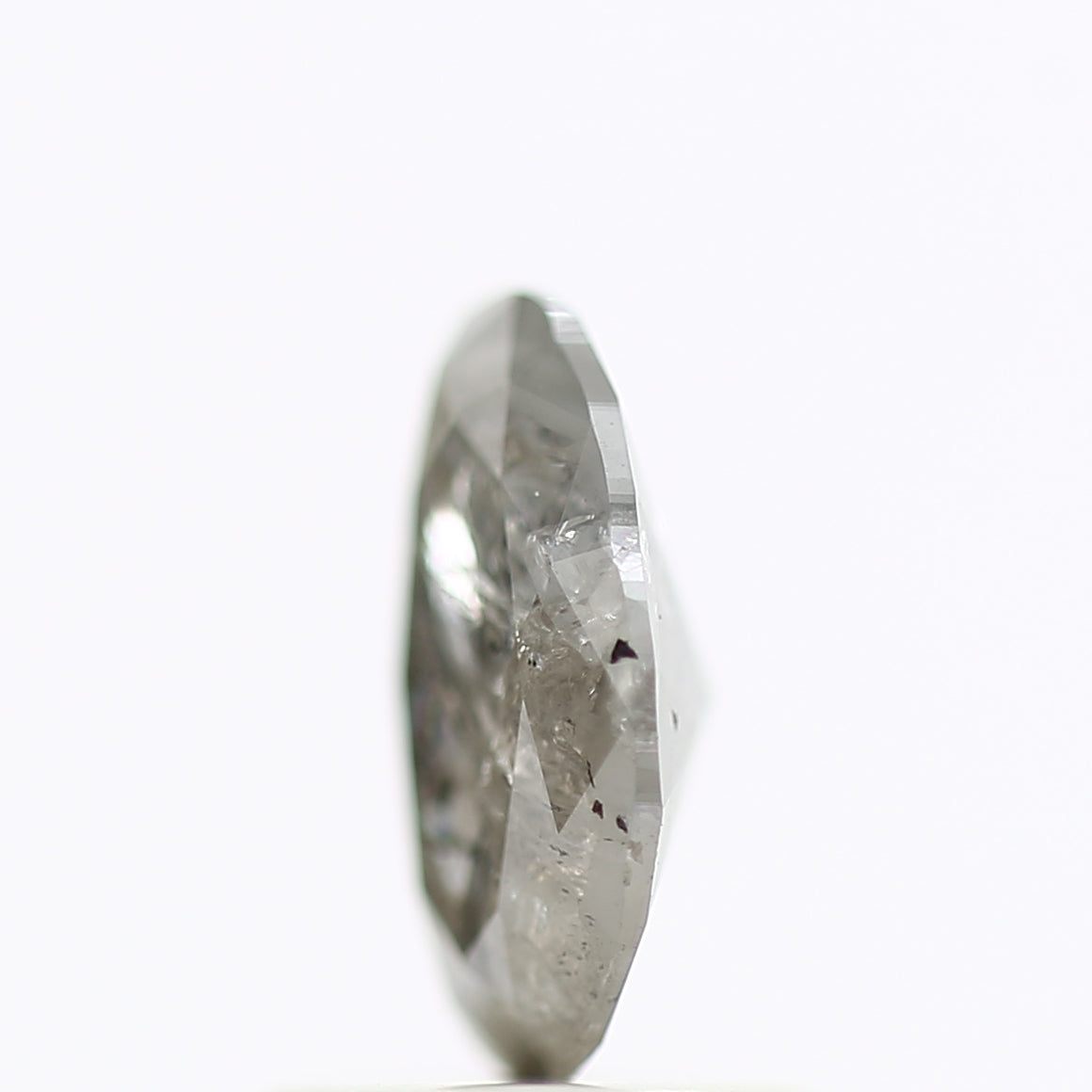 0.91 Carat Rose Cut Oval Gray Salt Pepper Diamond 8.05 MM