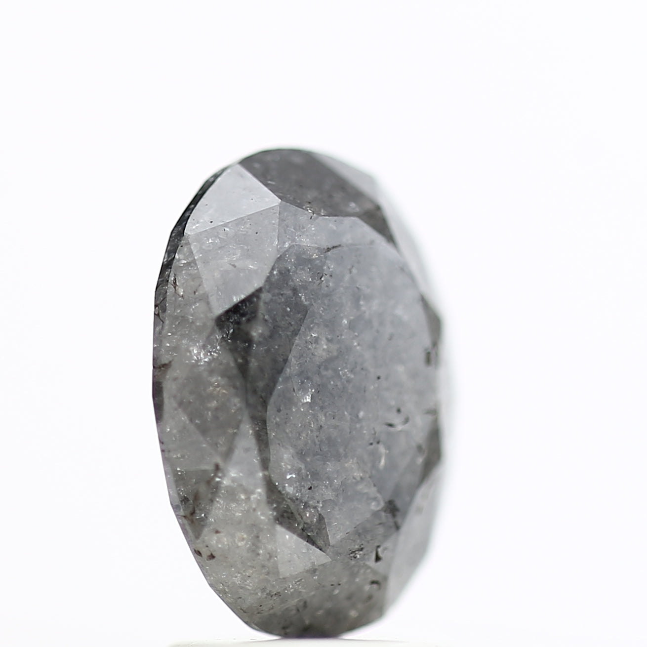 2.21 Carat Fancy Grey Salt and Pepper Oval Diamond 9.54 MM