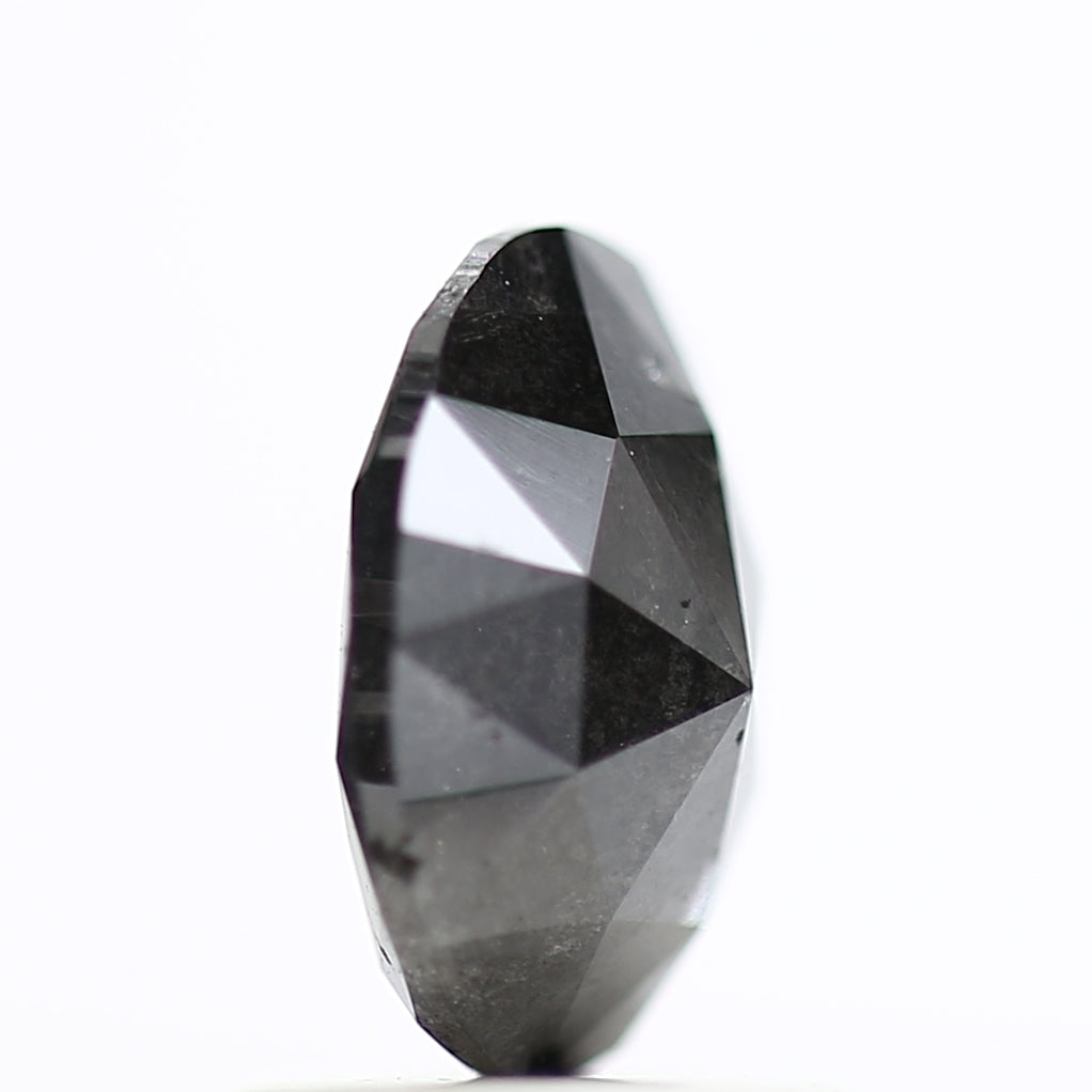 1.17 Carat Rose Cut Salt and Pepper Diamond Oval Fancy Gray Diamond 7.67 MM