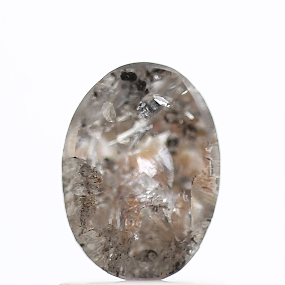 1 Ct Salt and Pepper Diamond Oval Natural Rose Cut 7.13 MM