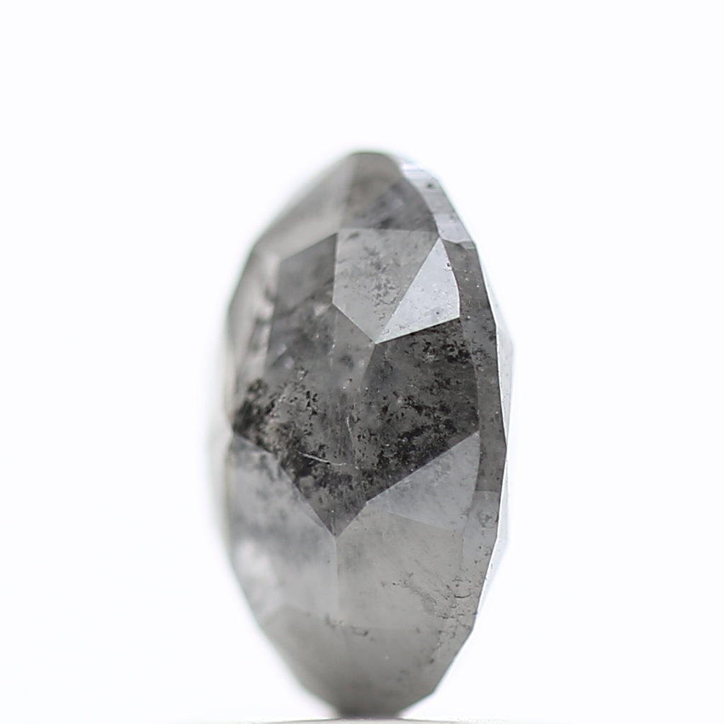 1.31 Carat Natural Salt Pepper Diamond Gray Rose Cut Brilliant Oval 7.72 MM