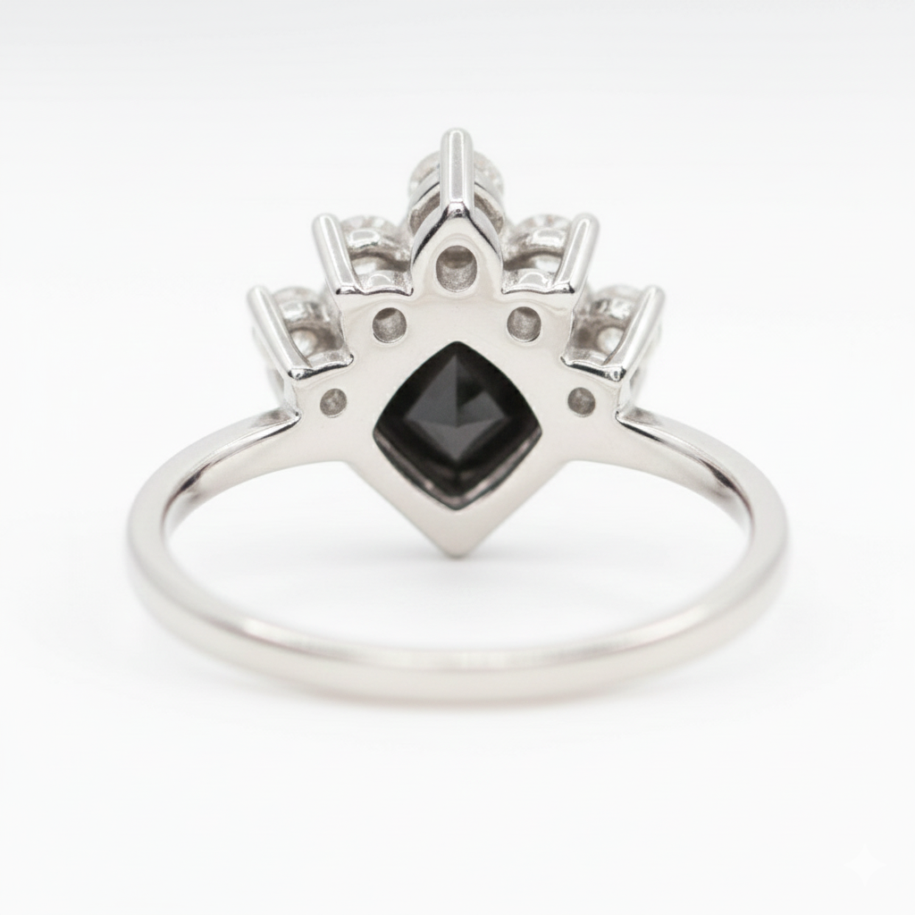 2 Carat Black Princess Cut Diamond Engagement Ring 14K White Gold