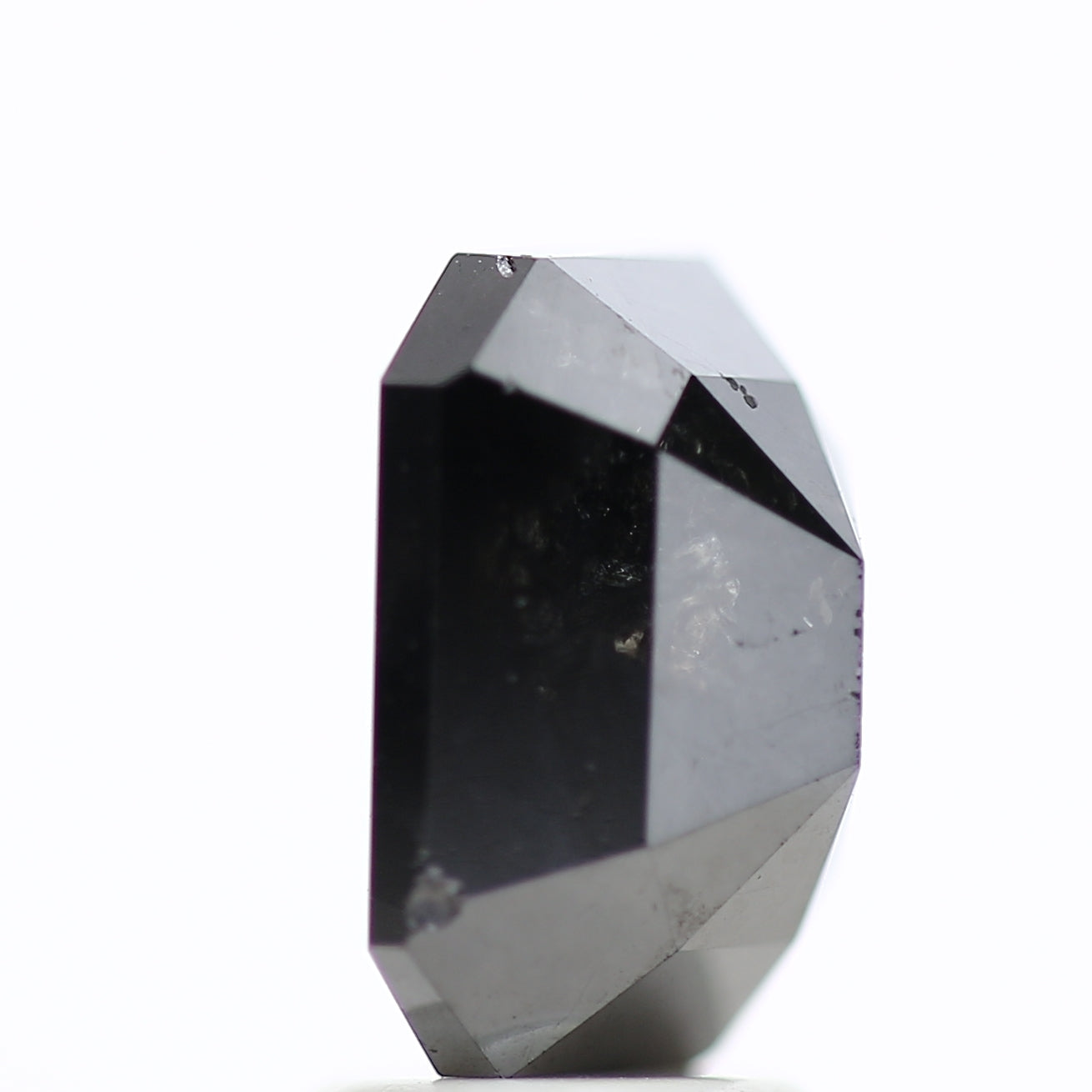 3 Ct Black Emerald Cut Diamond Natural Salt and Pepper Diamond 9.42 MM