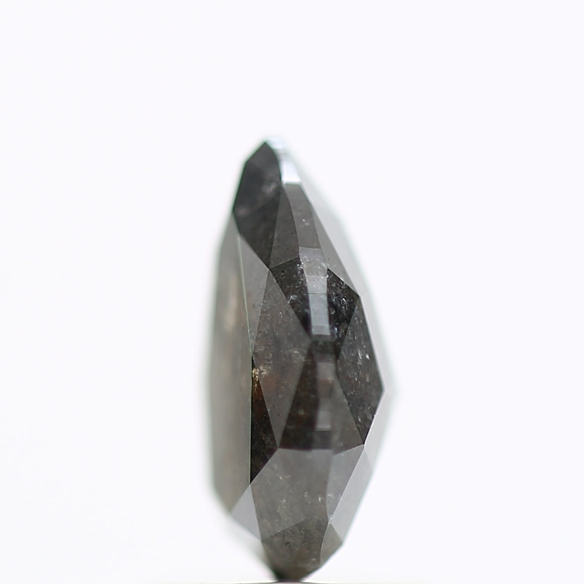 1.38 Carat Brilliant Pear Rose Cut Salt and Pepper Diamond 8.42 MM