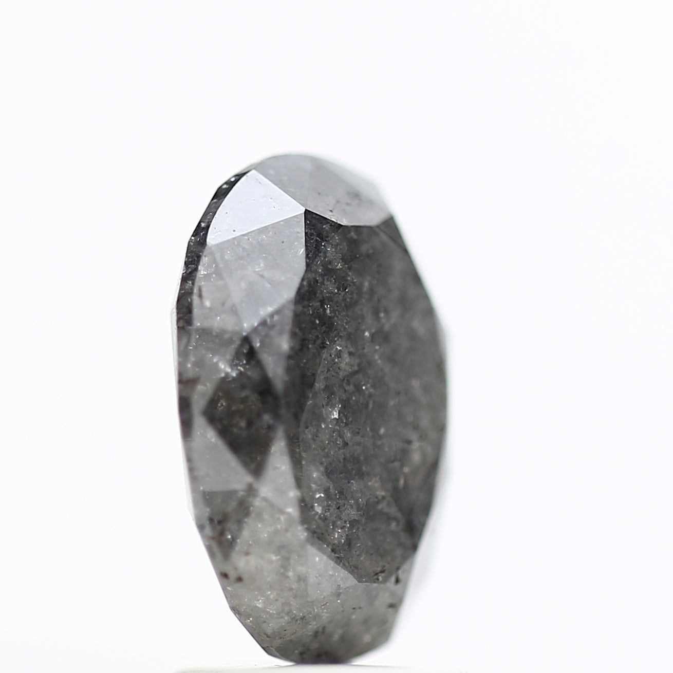 2.21 Carat Fancy Grey Salt and Pepper Oval Diamond 9.54 MM