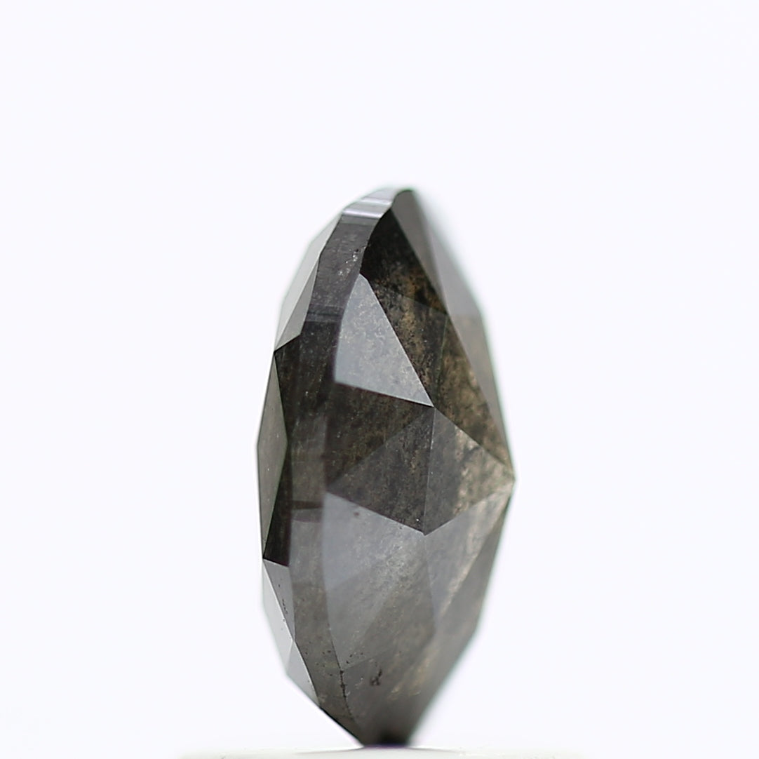 1.11 Carat Black Oval Rose Cut Diamond Salt & Pepper Diamond 7.71 MM