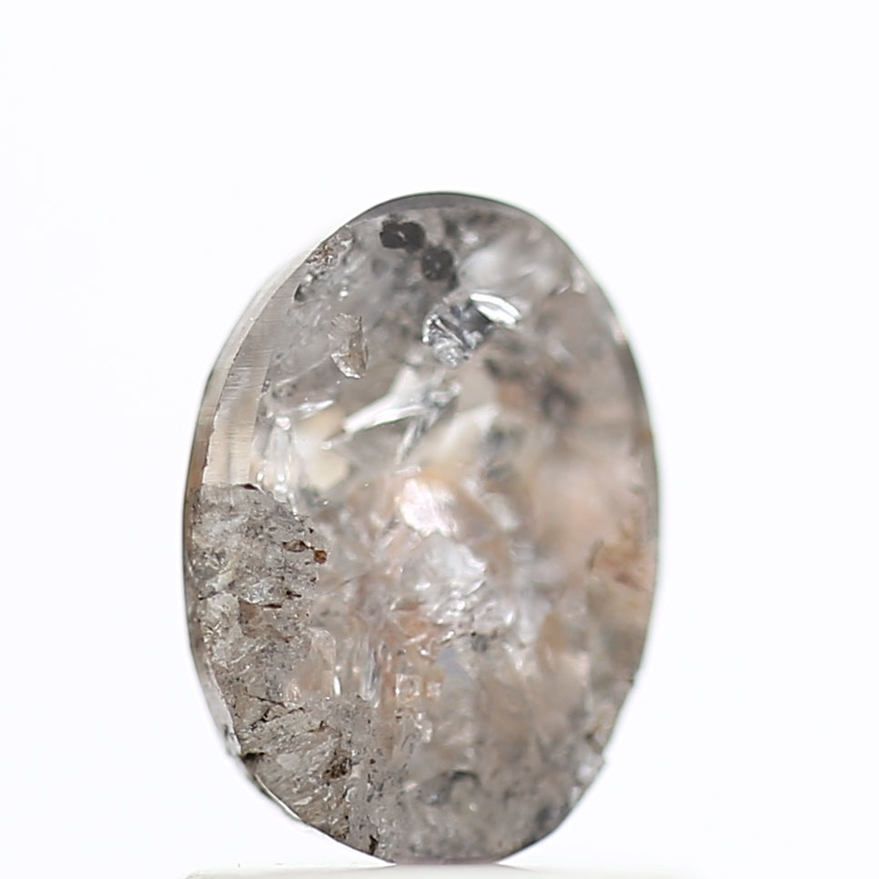1 Ct Salt and Pepper Diamond Oval Natural Rose Cut 7.13 MM