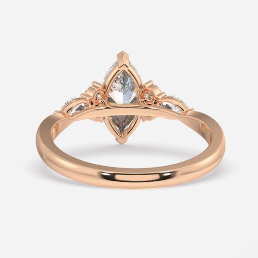 18K Solid Gold 1 Carat D VVS1 Marquise Engagement Ring Hana