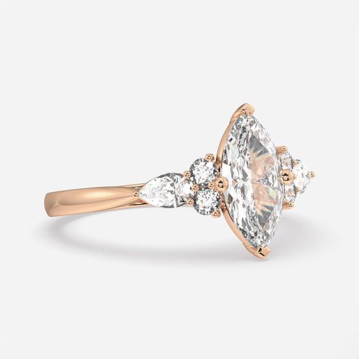 18K Solid Gold 1 Carat D VVS1 Marquise Engagement Ring Hana