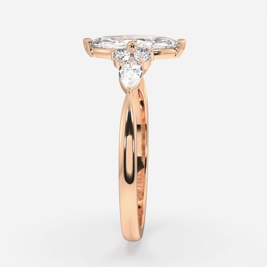 18K Solid Gold 1 Carat D VVS1 Marquise Engagement Ring Hana