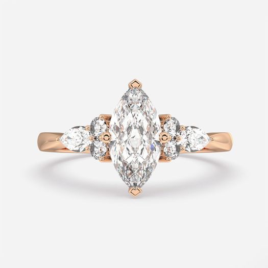 18K Solid Gold 1 Carat D VVS1 Marquise Engagement Ring Hana