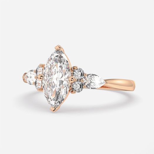 18K Solid Gold 1 Carat D VVS1 Marquise Engagement Ring Hana