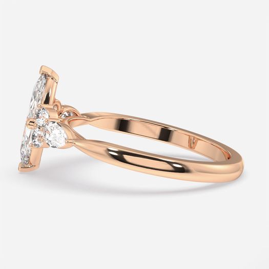 18K Solid Gold 1 Carat D VVS1 Marquise Engagement Ring Hana