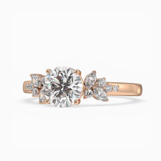 18K Solid Gold 1 Carat Round Diamond Engagement Ring Sphinx