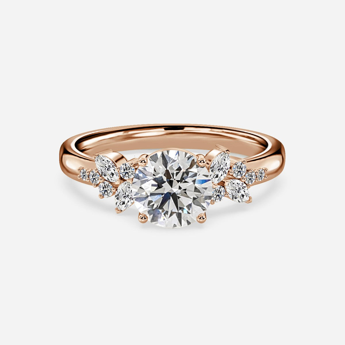 18K Solid Gold 1 Carat Round Diamond Engagement Ring Sphinx