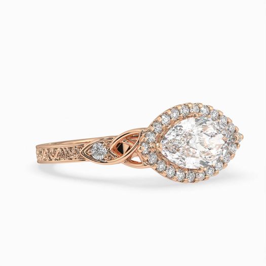 18K Solid Gold 1 Carat D VVS1 Marquise Engagement Ring Clara