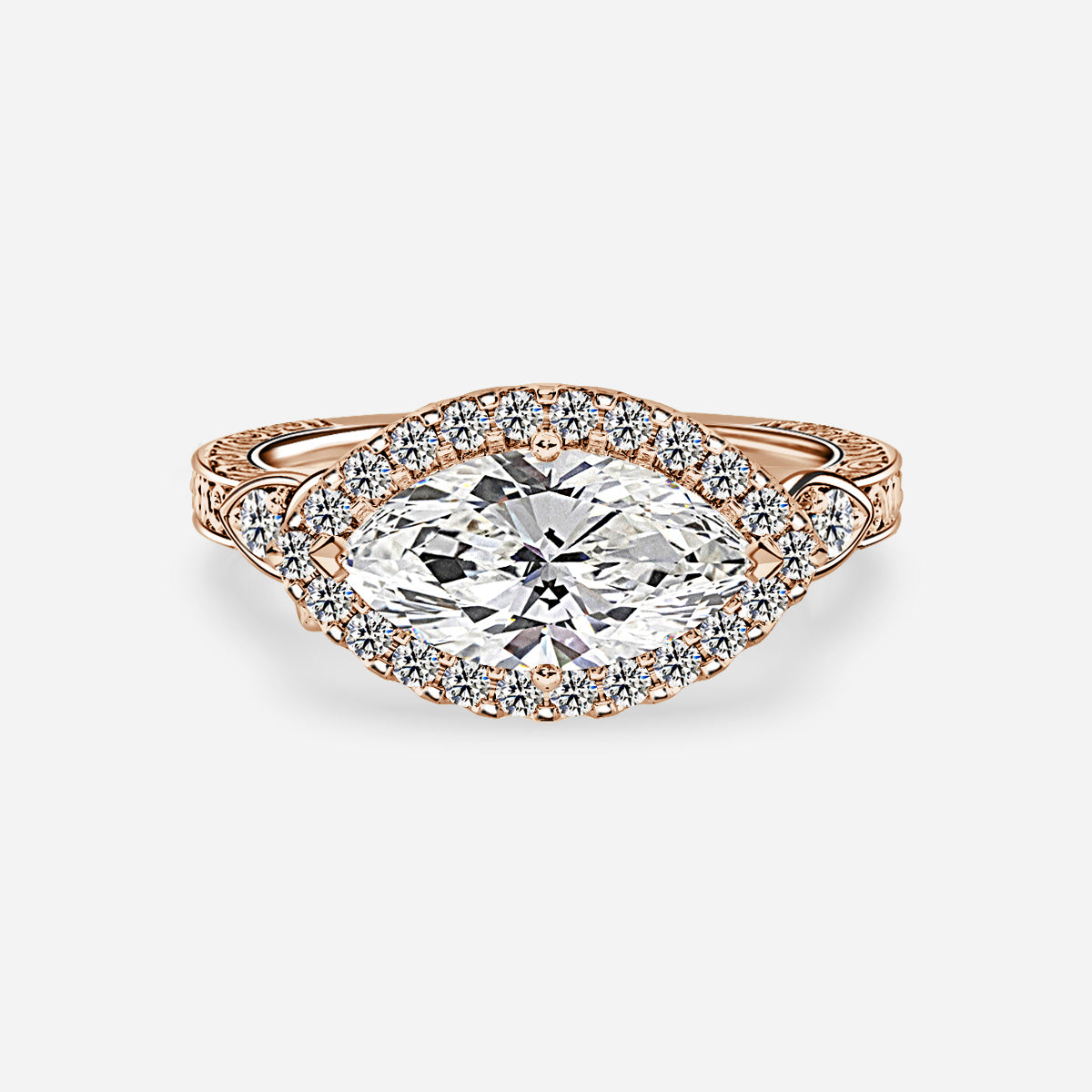 18K Solid Gold 1 Carat D VVS1 Marquise Engagement Ring Clara