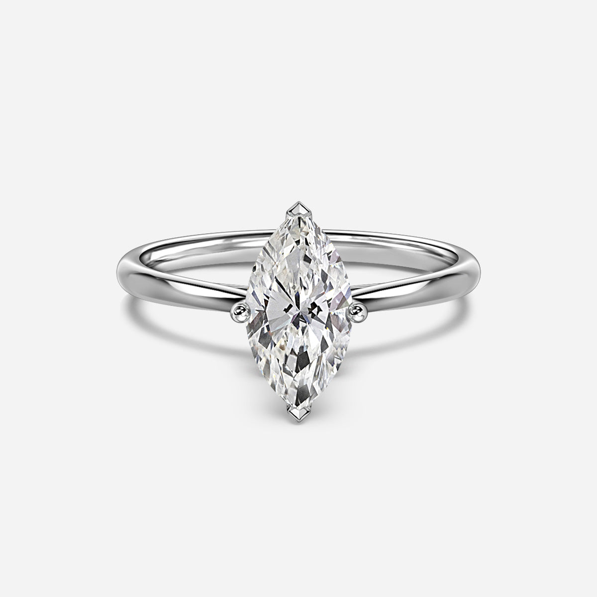 18K Solid Gold 1 Carat D VVS1 Marquise Engagement Ring Lila Rose